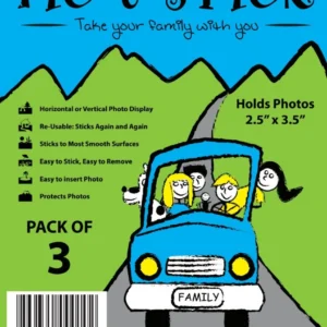 Cartoon car illustration on photo holder packaging